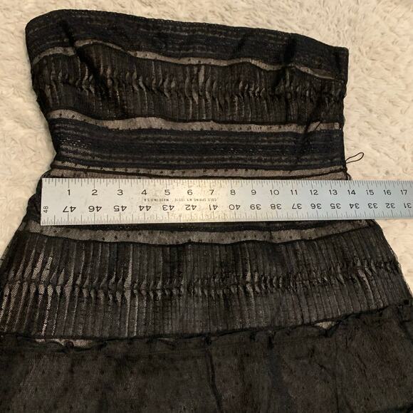 BCBG Maxazria Strapless Feather Fringe Hem Midi Dress Women’s 8 Formal - Picture 6 of 15